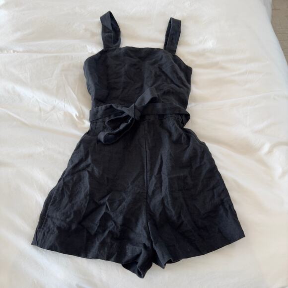 & Other Stories Pants - & Other Stories Black Linen Romper Size XS